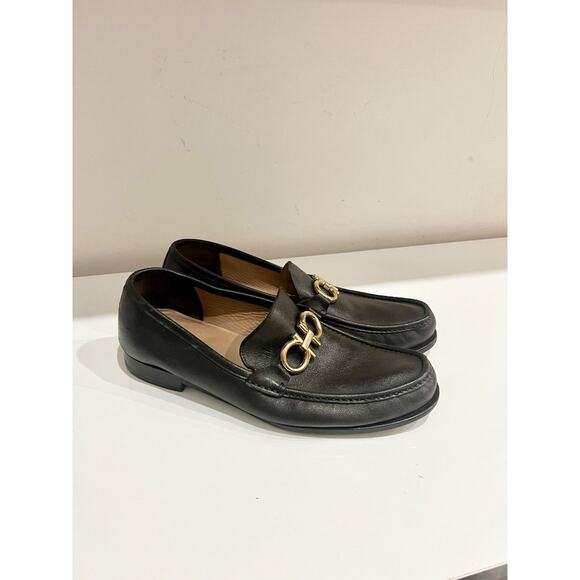 Salvatore Ferragamo Gancini Gold Buckle Slip On Leather Loafers Brown Men's 12 E - Picture 5 of 8